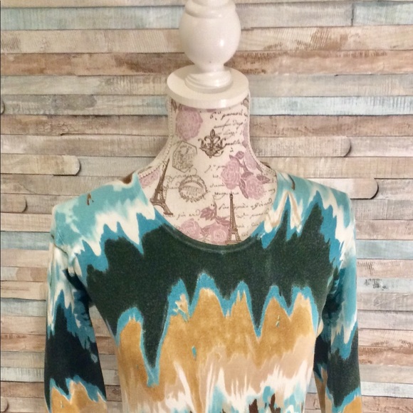 | RED | Brand Blue Multi Print Sweater SZ L - Picture 2 of 3